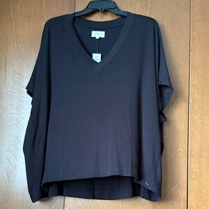 Lou & Grey Relaxed Fit Black V-Neck Boxy Top NWT XL